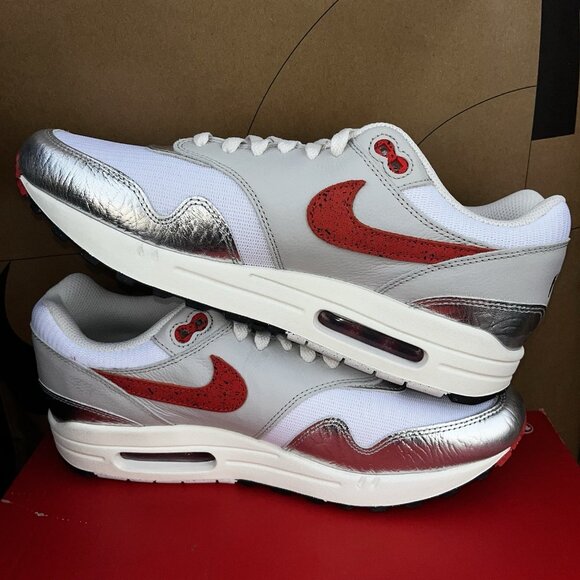 NEW Nike Air Max 1 Premium \'Hot Sauce\' Chile Red Silver HF7746 100 Size 12 main image 8